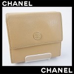 シャネル ＣＨＡＮＥＬ　ココボタン Wホック両面財布 ベージュ 2つ折り財布